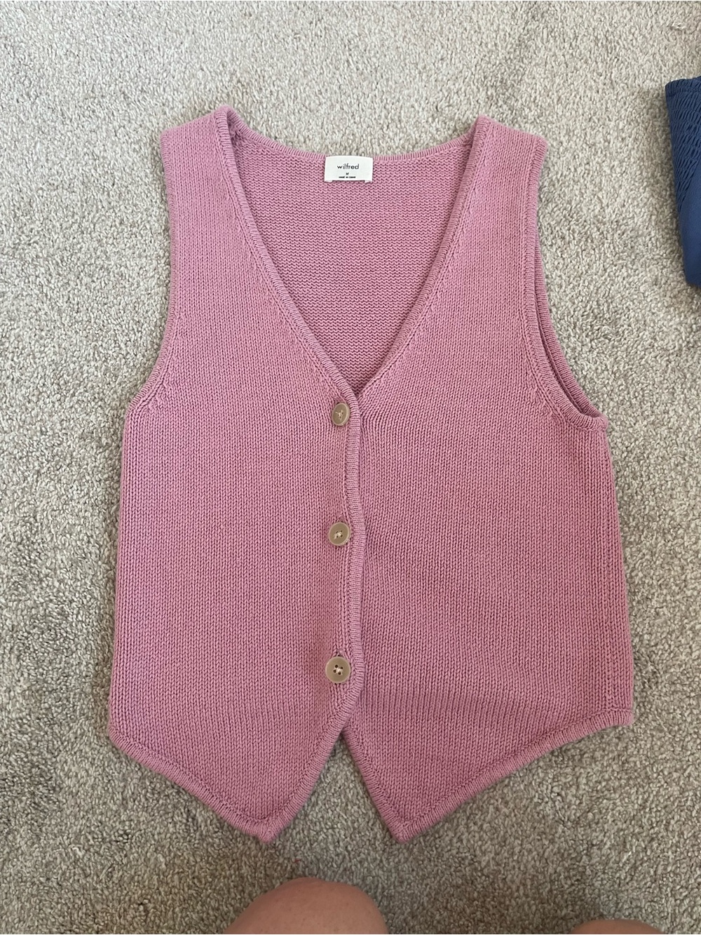 Wilfred Dusty Pink V-Neck Button Vest Sweater